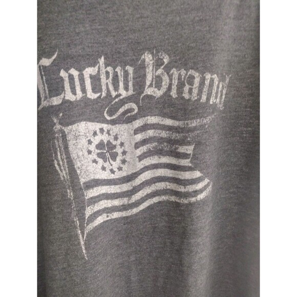Lucky Brand Men's T-Shirt Small Flag Logo Short Sleeve Gray Size Large - Picture 1 of 4